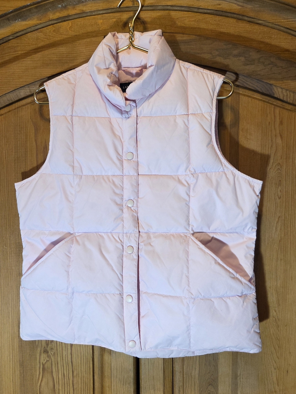 Lands End Down Vest Light Pink 70% Goose Down Fill EUC Size Medium (10-12)